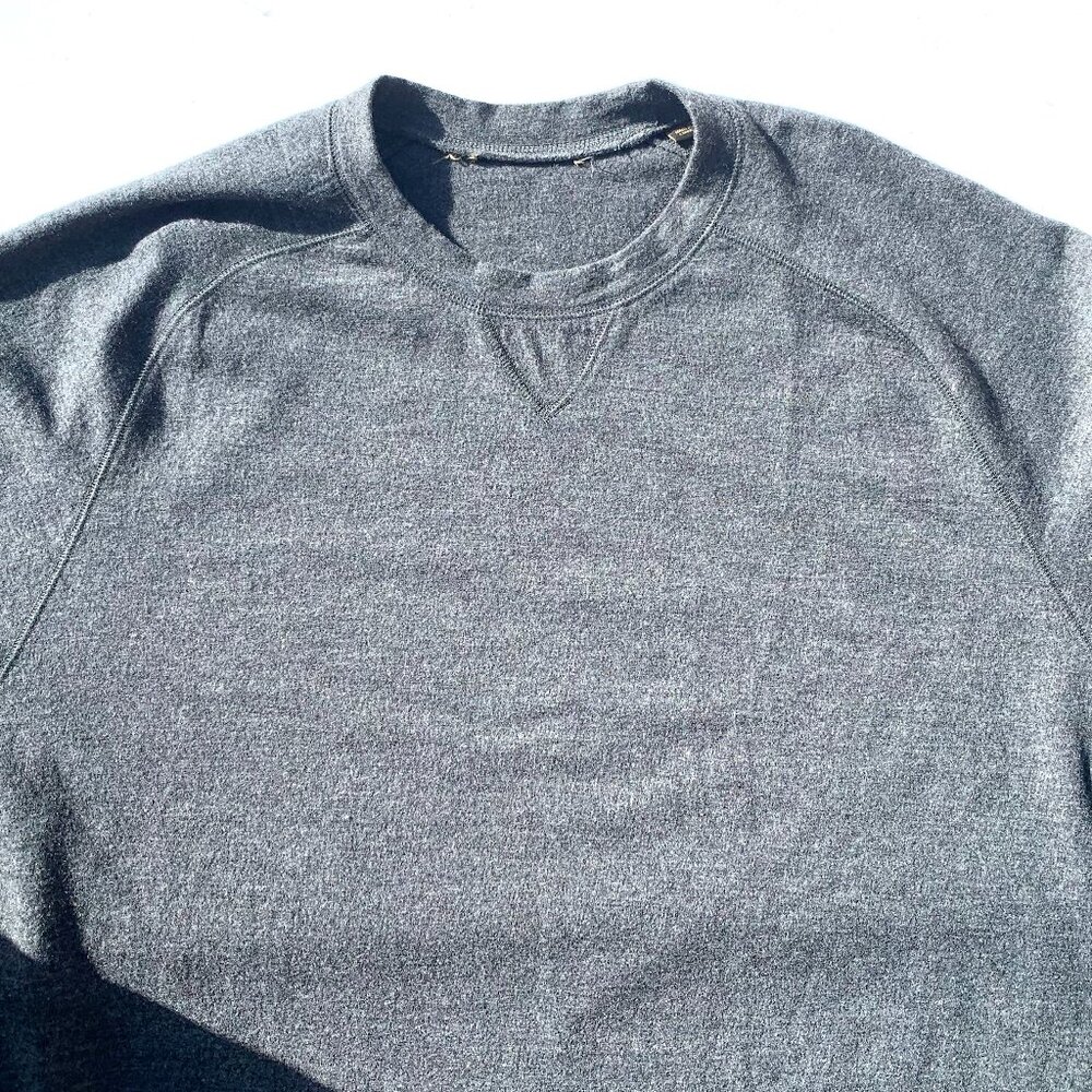 Men’s J.L. Powell 100% Wool Lightweight Long Sleeve Crewneck Pullover, Gray XXL